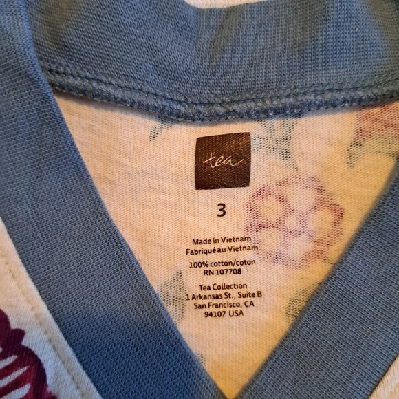 Tea Collection girls size 3 floral dress with light blue trim - Picture 4 of 4